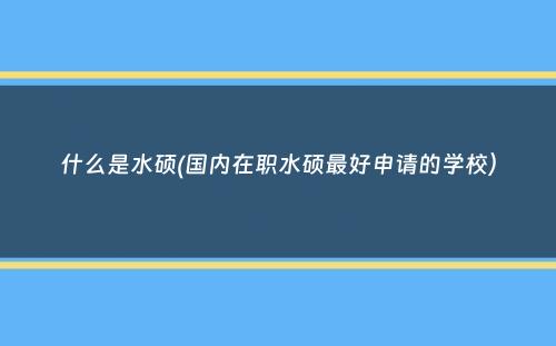 什么是水硕(国内在职水硕最好申请的学校）