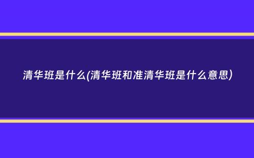 清华班是什么(清华班和准清华班是什么意思）