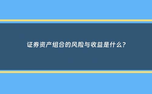 证券资产组合的风险与收益是什么？