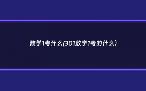 数学1考什么(301数学1考的什么）