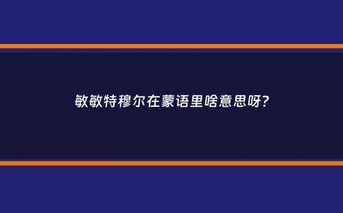 敏敏特穆尔在蒙语里啥意思呀？