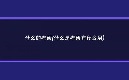 什么的考研(什么是考研有什么用）