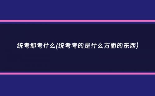 统考都考什么(统考考的是什么方面的东西）