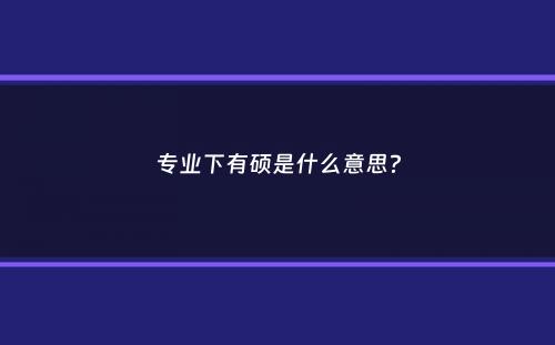 专业下有硕是什么意思？