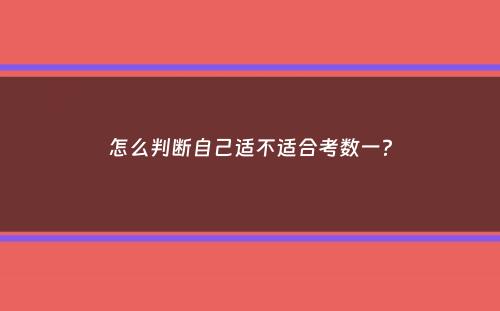 怎么判断自己适不适合考数一？