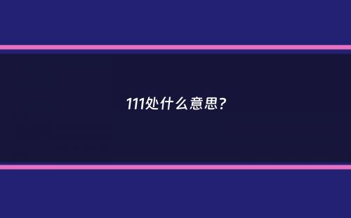 111处什么意思？