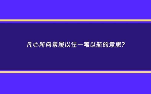 凡心所向素履以往一苇以航的意思？