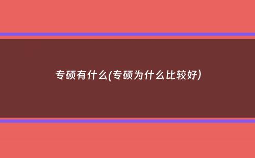 专硕有什么(专硕为什么比较好）