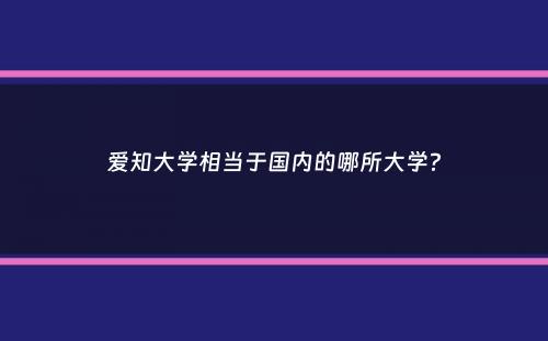 爱知大学相当于国内的哪所大学？