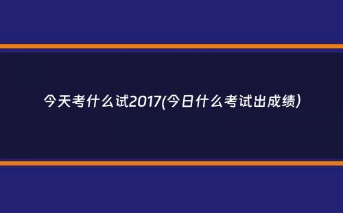 今天考什么试2017(今日什么考试出成绩）