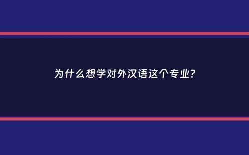 为什么想学对外汉语这个专业？