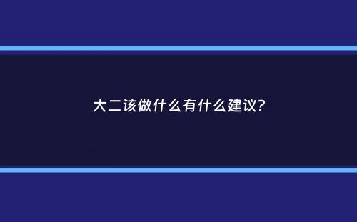 大二该做什么有什么建议？