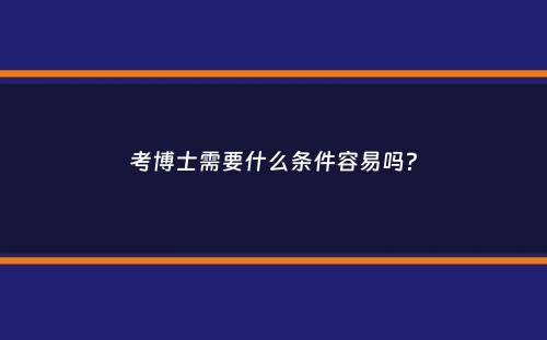 考博士需要什么条件容易吗？