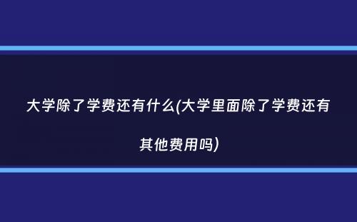 大学除了学费还有什么(大学里面除了学费还有其他费用吗）