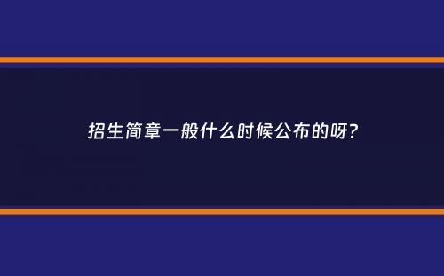 招生简章一般什么时候公布的呀？