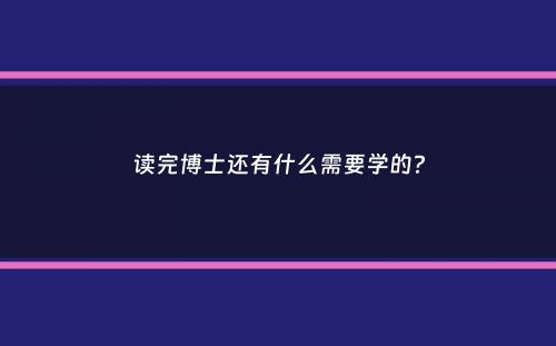 读完博士还有什么需要学的？