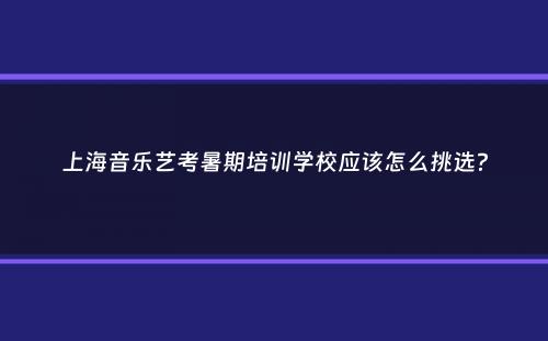 上海音乐艺考暑期培训学校应该怎么挑选？