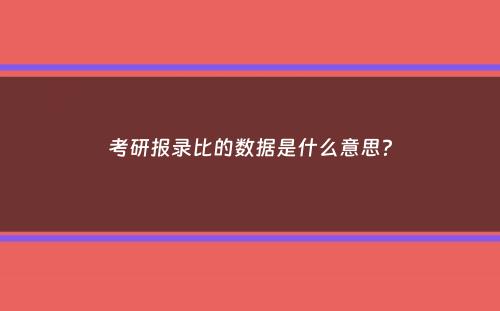 考研报录比的数据是什么意思？