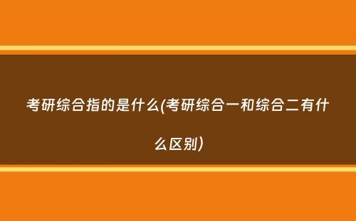 考研综合指的是什么(考研综合一和综合二有什么区别）