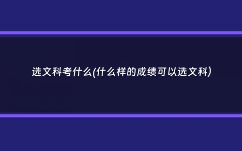 选文科考什么(什么样的成绩可以选文科）