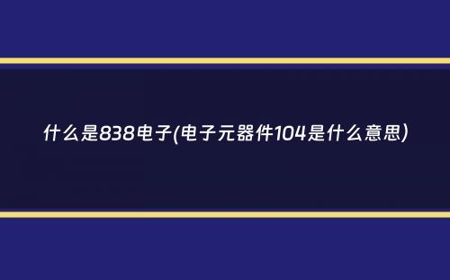 什么是838电子(电子元器件104是什么意思）