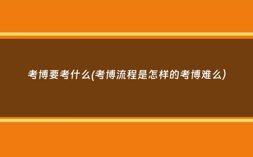 考博要考什么(考博流程是怎样的考博难么）