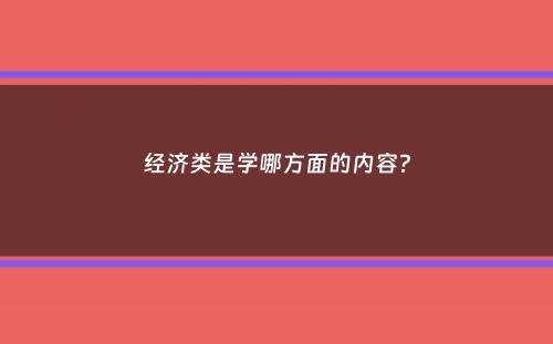 经济类是学哪方面的内容？