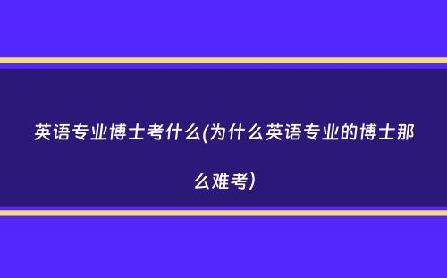 英语专业博士考什么(为什么英语专业的博士那么难考）