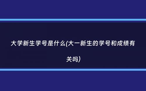 大学新生学号是什么(大一新生的学号和成绩有关吗）