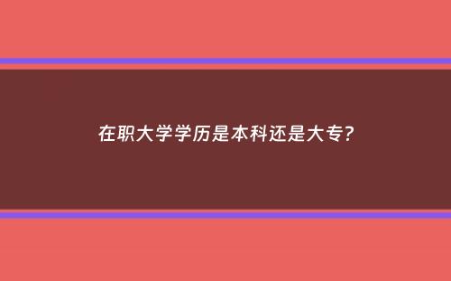 在职大学学历是本科还是大专？