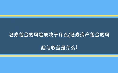 证券组合的风险取决于什么(证券资产组合的风险与收益是什么）