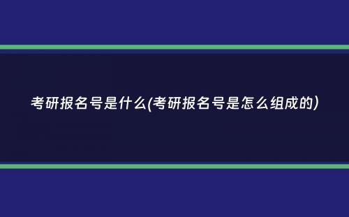 考研报名号是什么(考研报名号是怎么组成的）