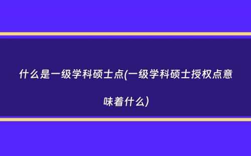 什么是一级学科硕士点(一级学科硕士授权点意味着什么）