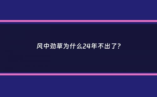 风中劲草为什么24年不出了？