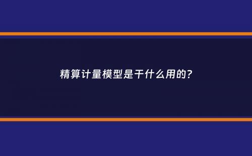 精算计量模型是干什么用的？