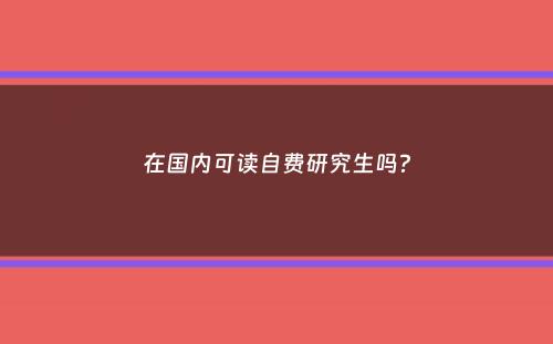 在国内可读自费研究生吗？