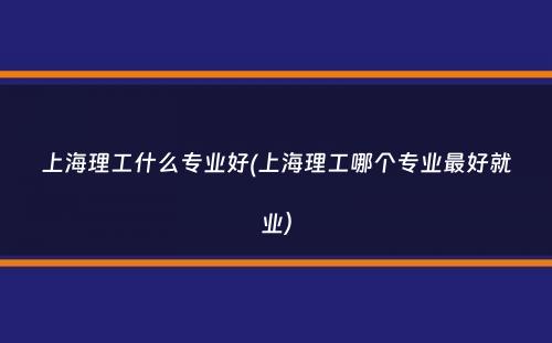 上海理工什么专业好(上海理工哪个专业最好就业）