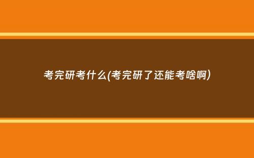 考完研考什么(考完研了还能考啥啊）