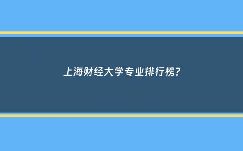 上海财经大学专业排行榜？