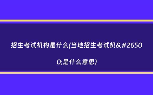 招生考试机构是什么(当地招生考试机构是什么意思）