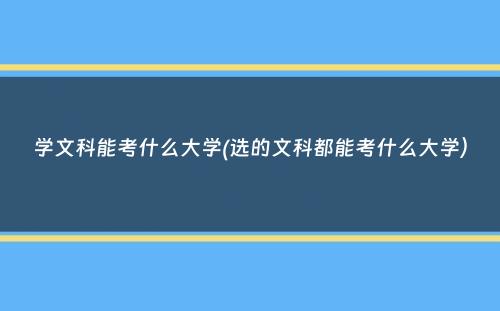 学文科能考什么大学(选的文科都能考什么大学）