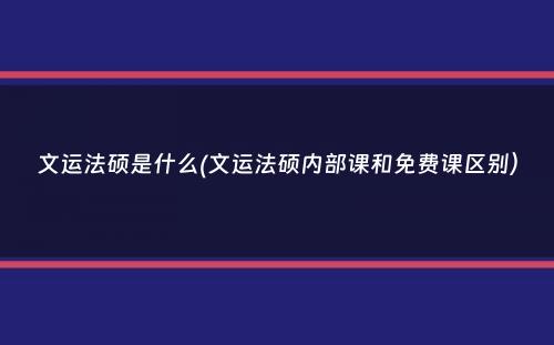 文运法硕是什么(文运法硕内部课和免费课区别）