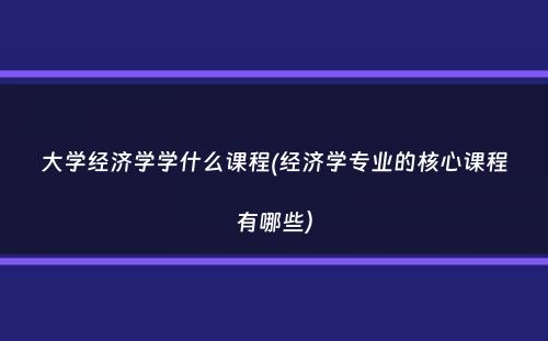 大学经济学学什么课程(经济学专业的核心课程有哪些）