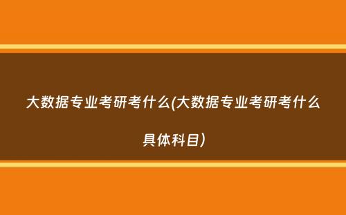 大数据专业考研考什么(大数据专业考研考什么具体科目）