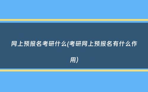 网上预报名考研什么(考研网上预报名有什么作用）