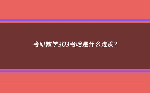 考研数学303考哈是什么难度？