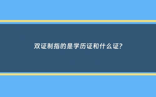 双证制指的是学历证和什么证？