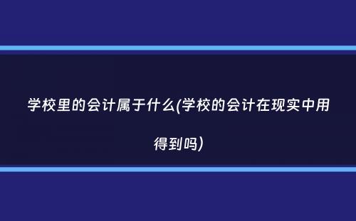 学校里的会计属于什么(学校的会计在现实中用得到吗）