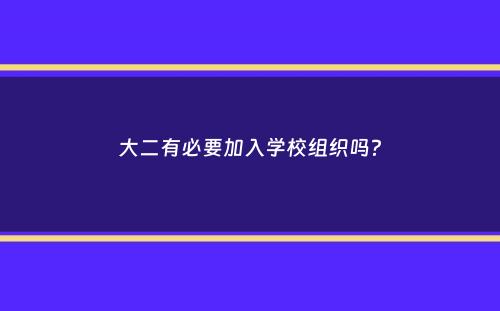 大二有必要加入学校组织吗？