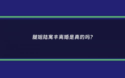 腿姐陆寓丰离婚是真的吗？